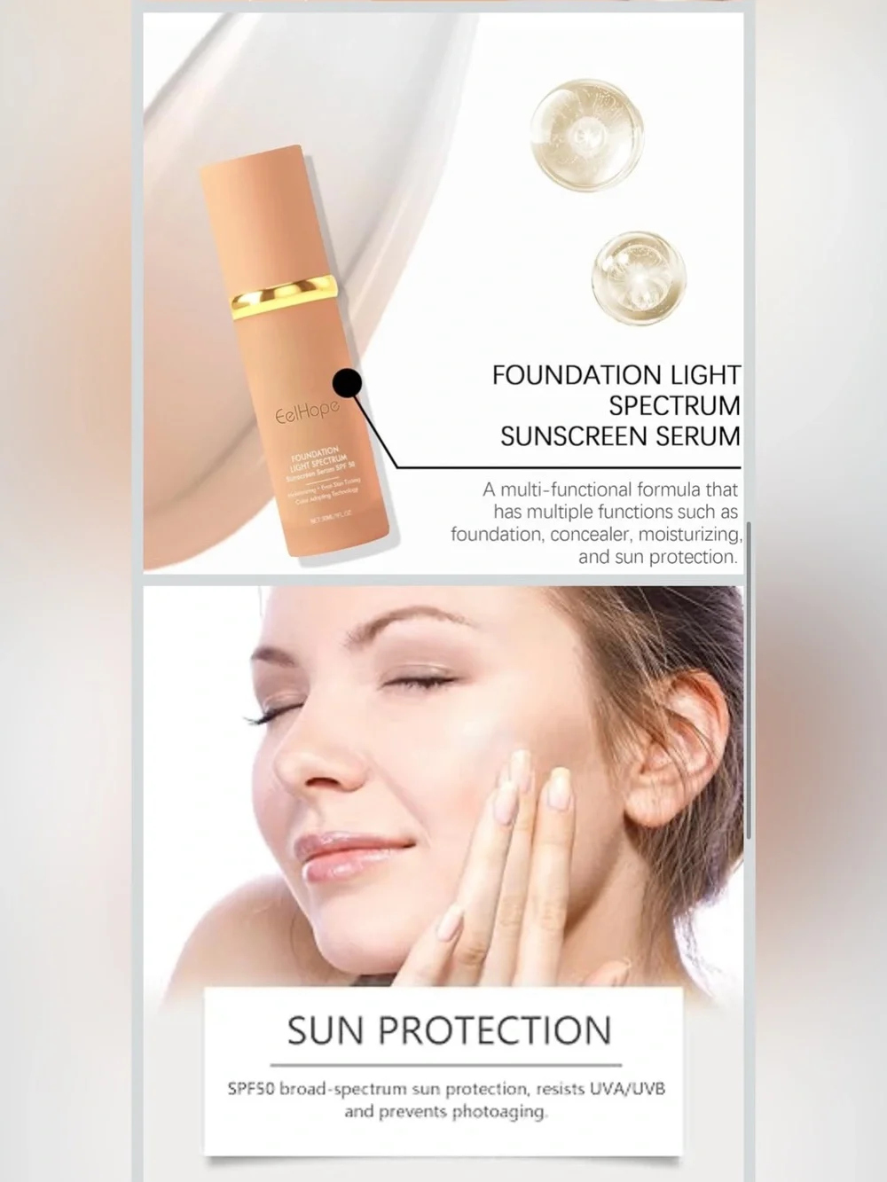 Foundation Light Spectrum SPF 50 color, adapting technology new not opened